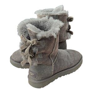 UGG Australia Bailey Womens 6 Gray Short Corduroy Bow Back Winter Boots 1094312
